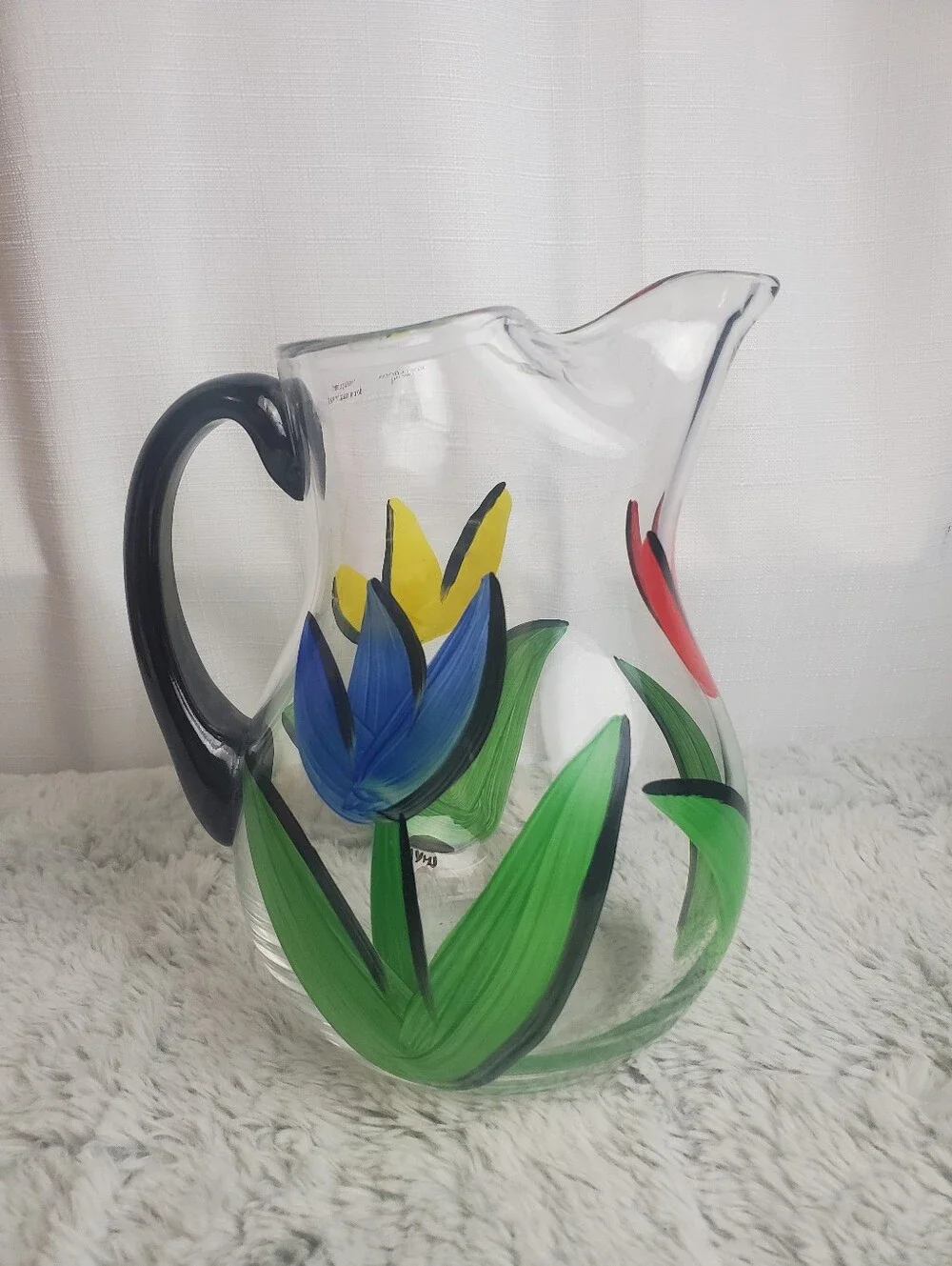VTG Kosta Boda Ulrica Hydman-Vallien Art Glass 'Tulipa' Pitcher EUC Orig Sticker